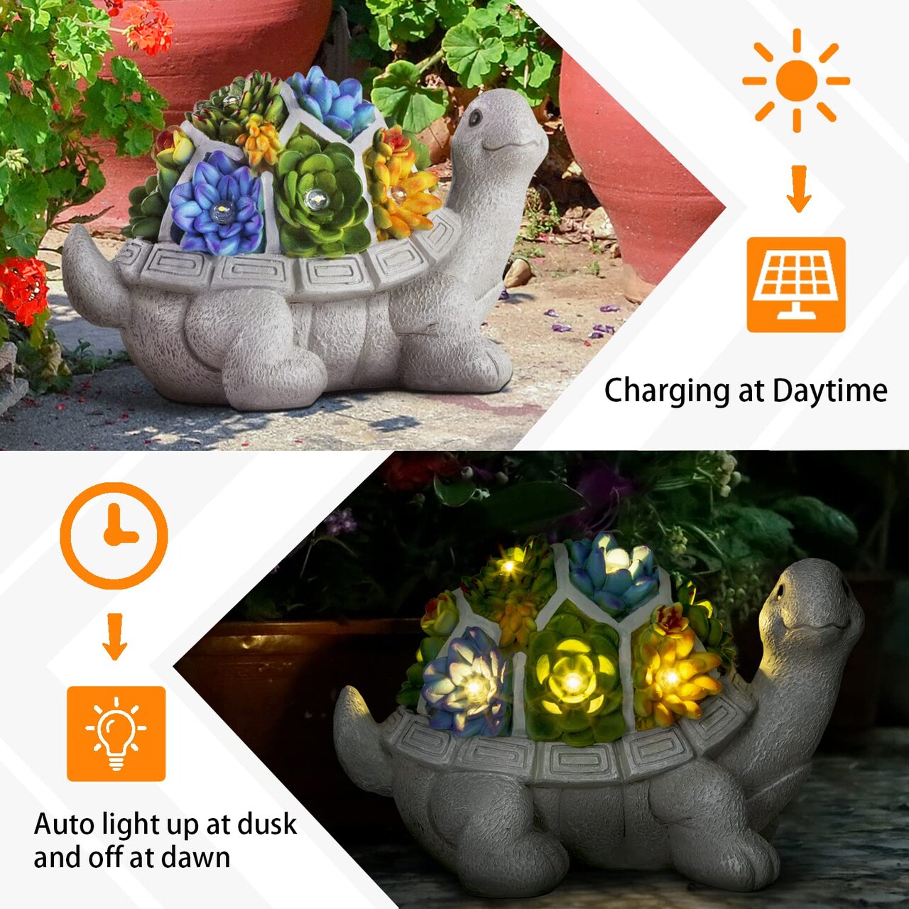 Garden Statues, Turtle Garden Decor Clearance Solar Statue with 7 LED Lights Outdoor Ornament for Outside, Turtle Garden Figurines Cute Decorations for Patio Yard Lawn Gifts